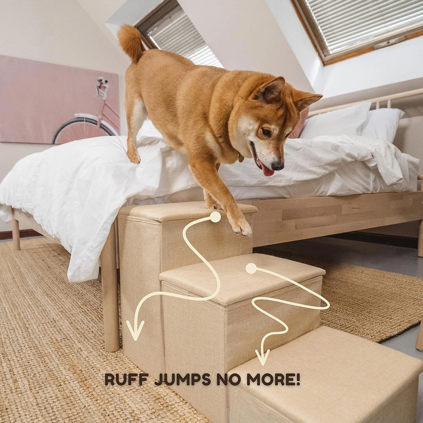 Adjustable Dog Pet Stairs with Storage image 1