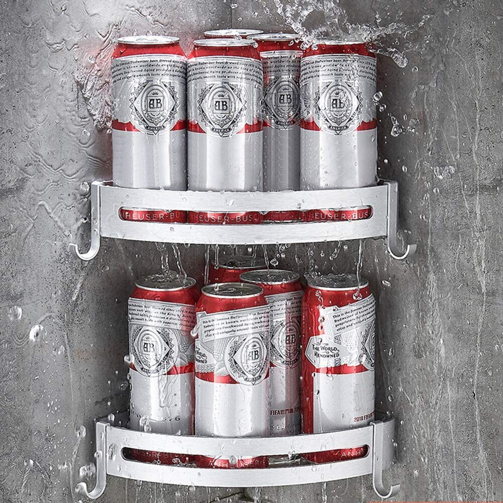 Large Wall Mounted Bathroom Shower Corner Shelf Caddy Rack image 9