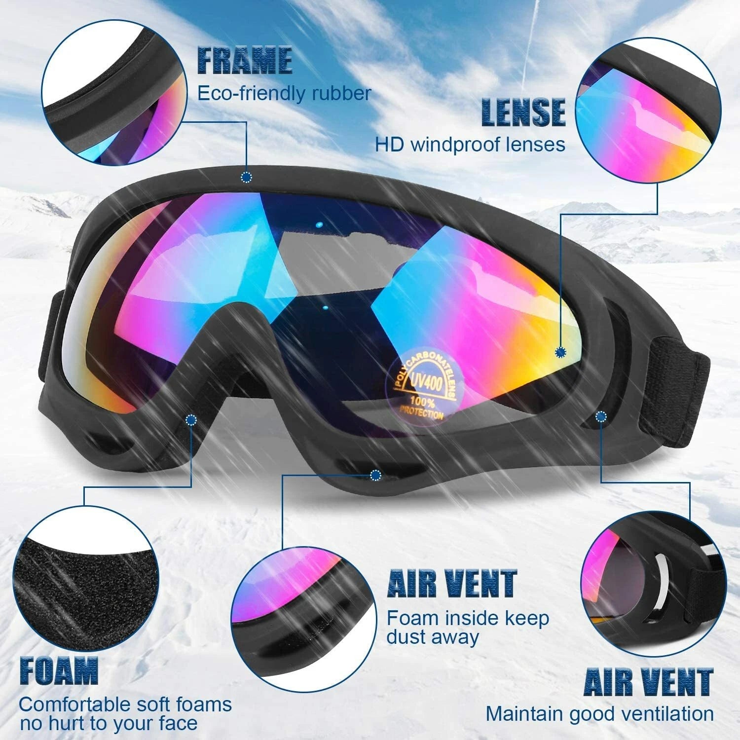 Professional Ski Goggles Winter Snow Anti Fog Dual Lens UV Protection image 3