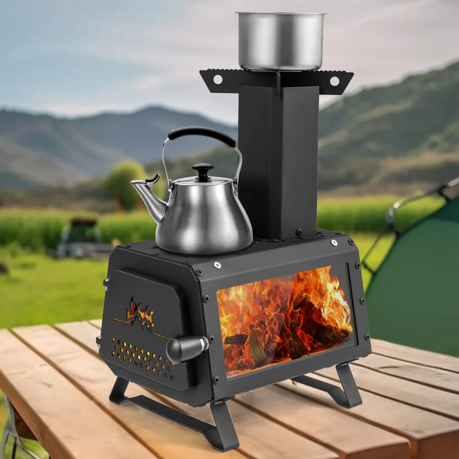 Portable Wood Burning Camping Cooking Heater Stove image 0