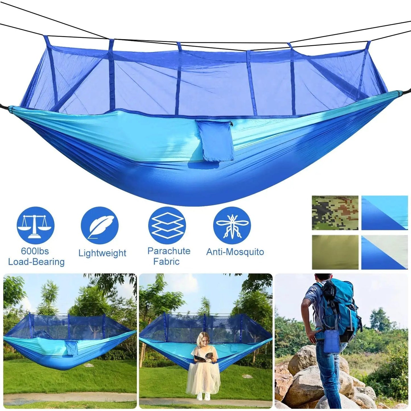 Portable Camping Travel Parachute Hammock With Mosquito Net image 2
