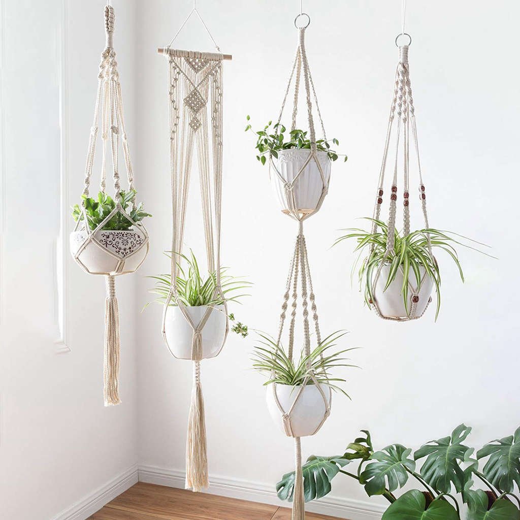 Premium Macrame Ceiling Hanging Planter Holder 5 Pack image 0