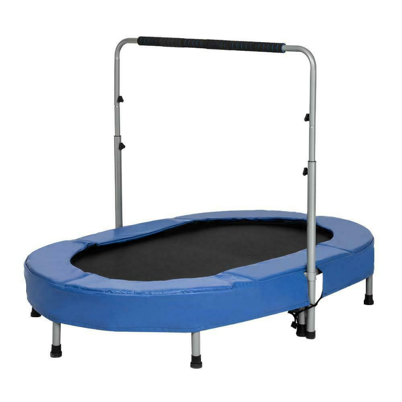 Small Foldable Fitness Workout Exercise Trampoline With Handlebar 56" image 0