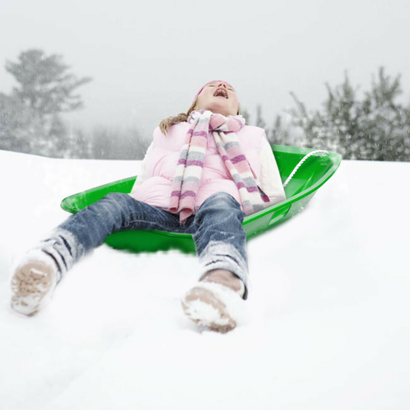Spacious Plastic Kids / Adults Snow Sled - Green, 26 x 14 in image
