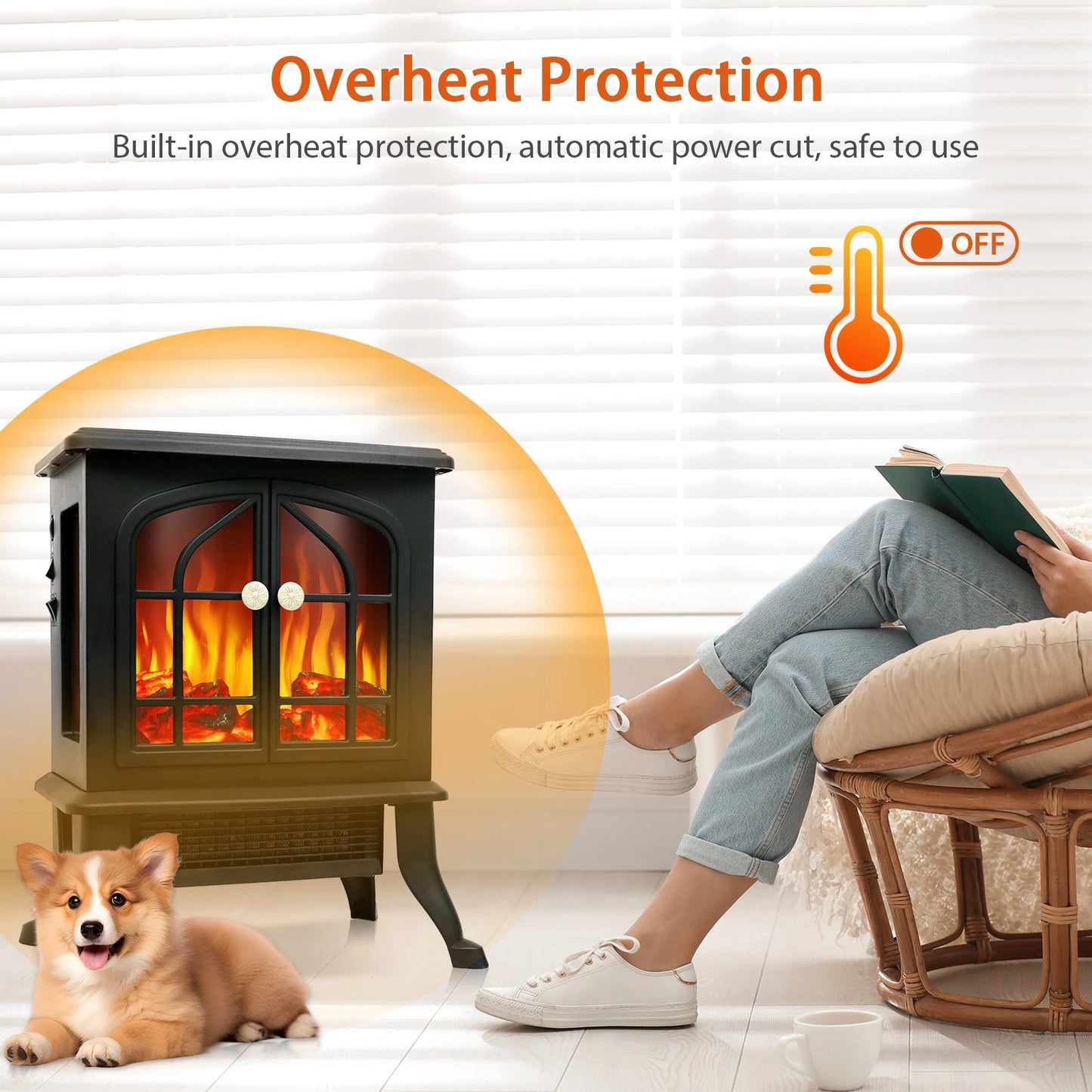 1500W Electric Infrared Fireplace Heater with 3D Flame image 6