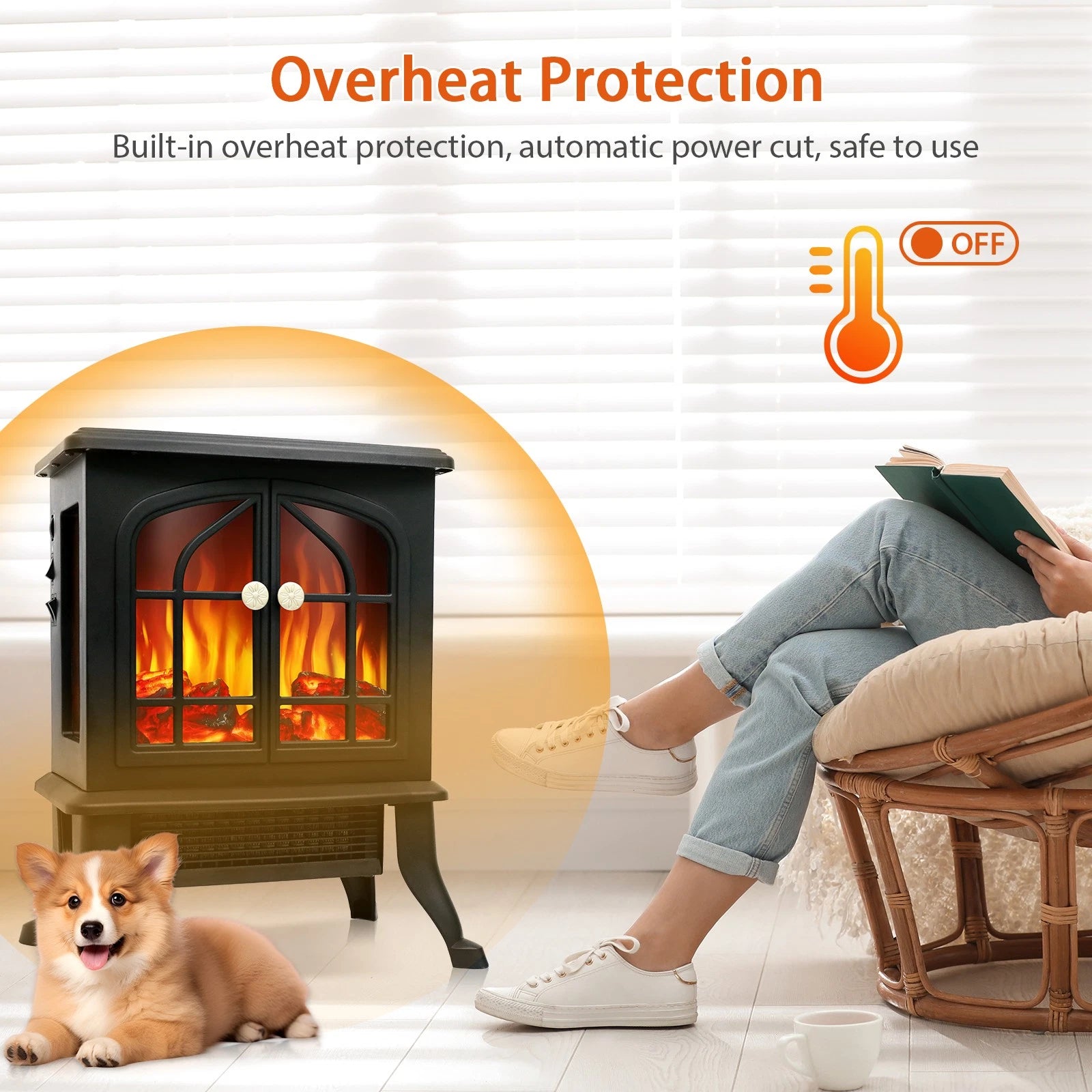 1500W Electric Infrared Fireplace Heater with 3D Flame image 6