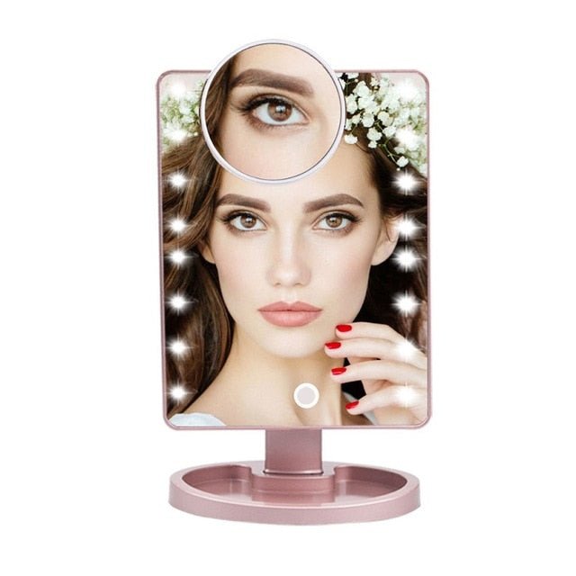 Lighted Magnifying Makeup Mirror Countertop Vanity 10X - 16 Led Lights Gold image