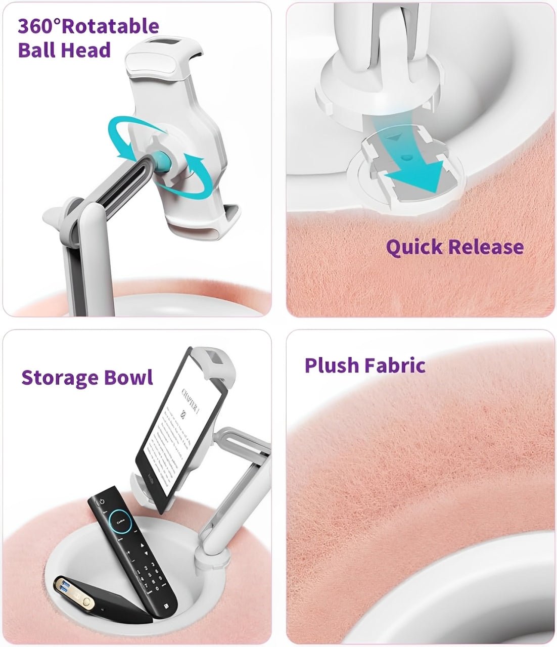 Fuzzy Tablet and Phone Pillow Stand - Multi-Angle Phone Holder for Bed, Couch and Car image 5