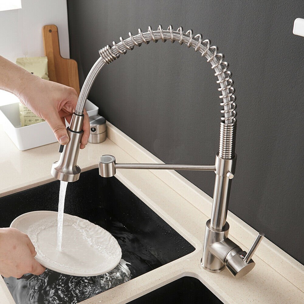 Kitchen Pull Down Spring Sink Faucet 360 Rotation Hot Cold Mixer Tap image 1