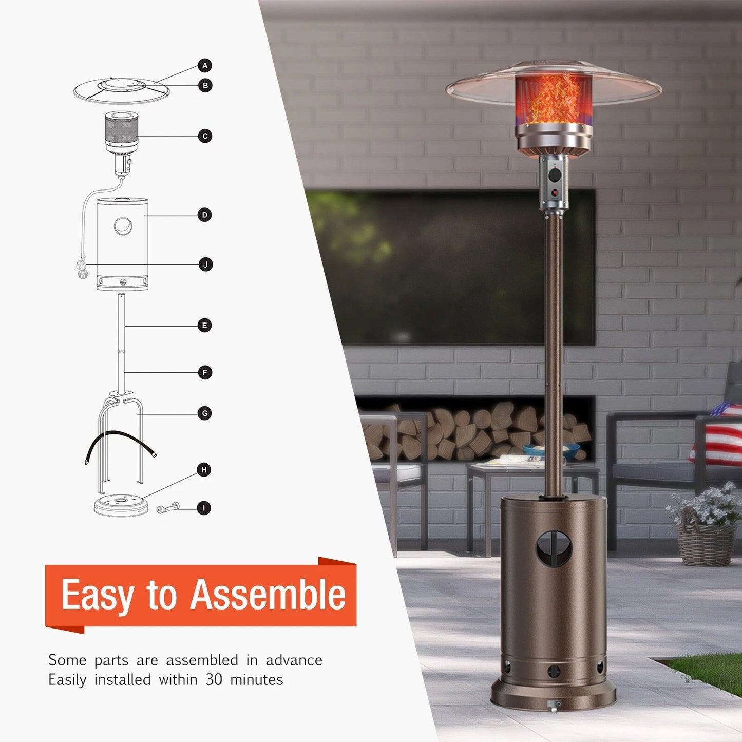 48000 BTU Outdoor Propane Patio Heater image 6