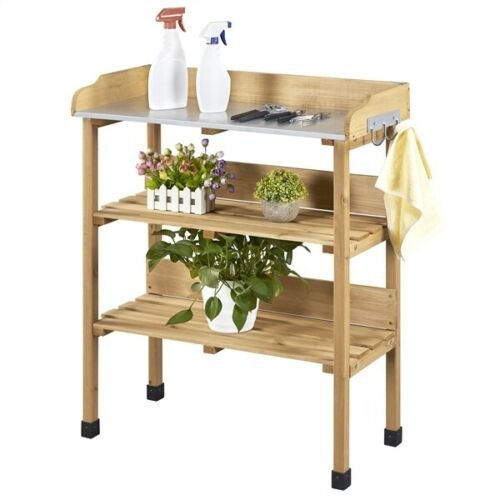 Outdoor Garden Wooden Potting Workbench Table Station image 0