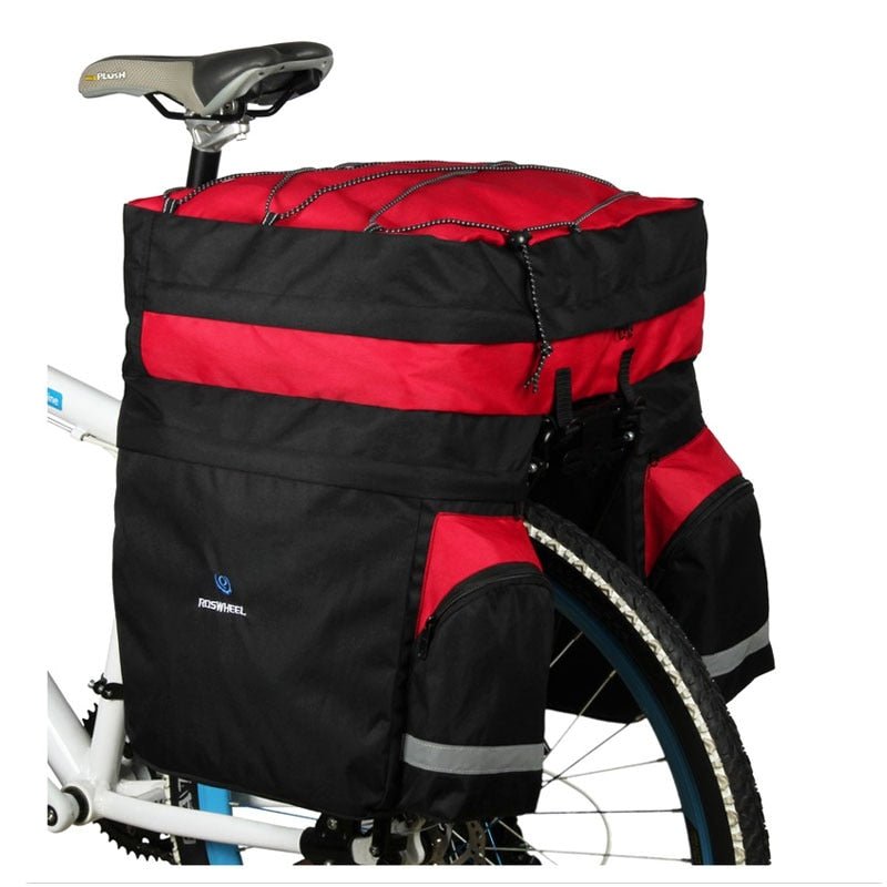 Premium Bike Panniers Saddle Travel Bag - Black Red image
