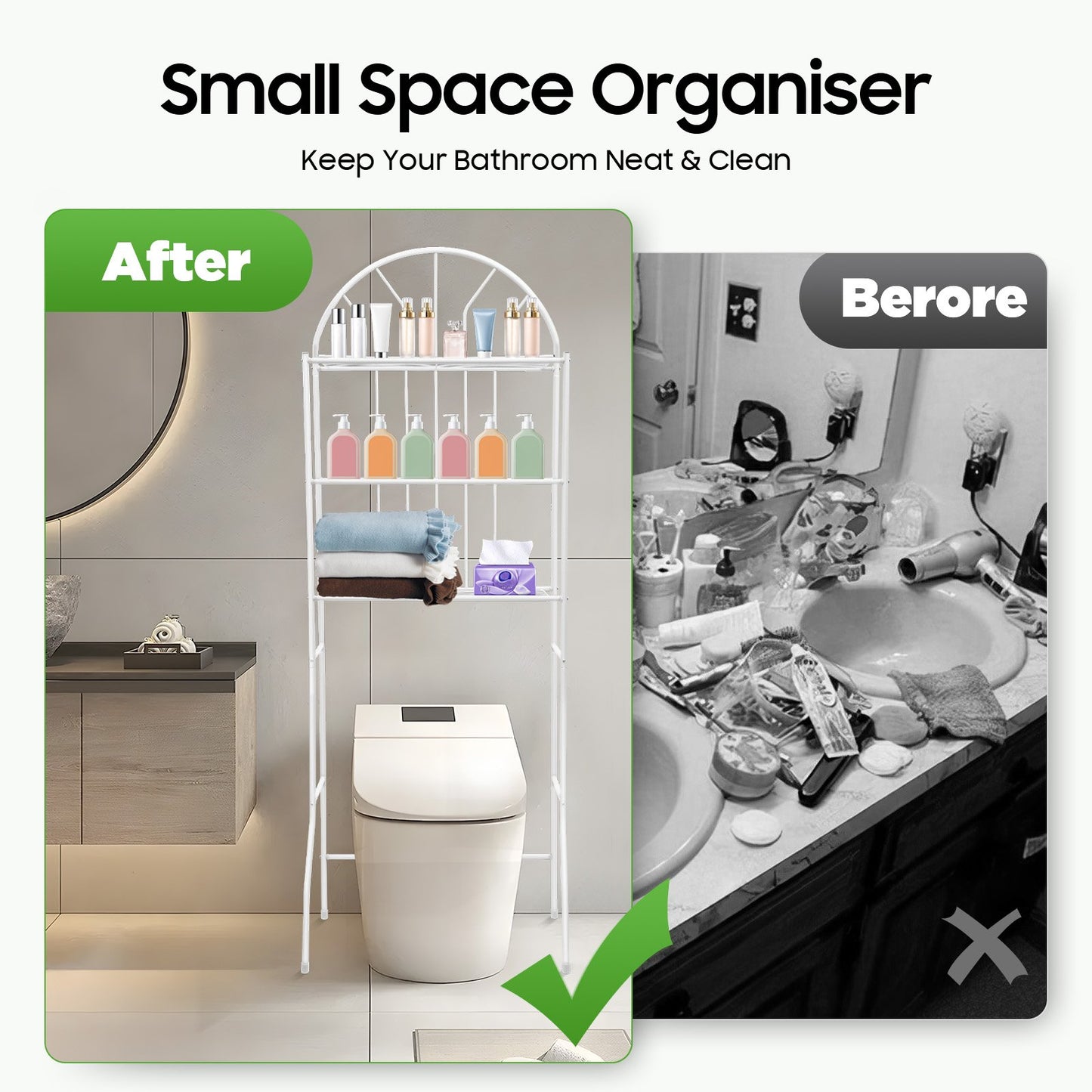 Large Over The Toilet Bathroom Space Saver Storage Shelf image 5