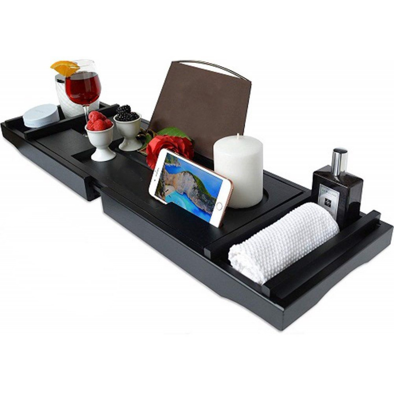 Large Spacious Bamboo Bathtub Caddy Tray image 3
