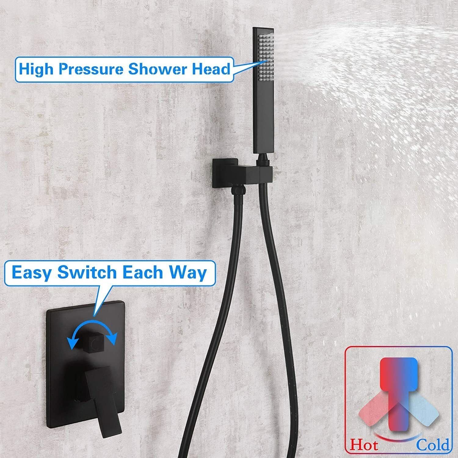 Wall-Mounted Shower Faucet Combo with Rainfall Shower Head and Mixer Valve image 6