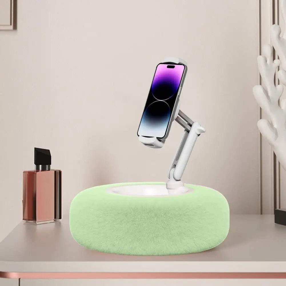 Fuzzy Tablet and Phone Pillow Stand - Multi-Angle Phone Holder for Bed, Couch and Car - Green image