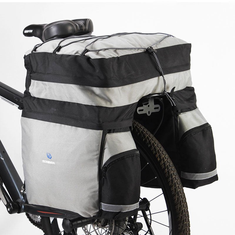 Premium Bike Panniers Saddle Travel Bag - Black Grey image