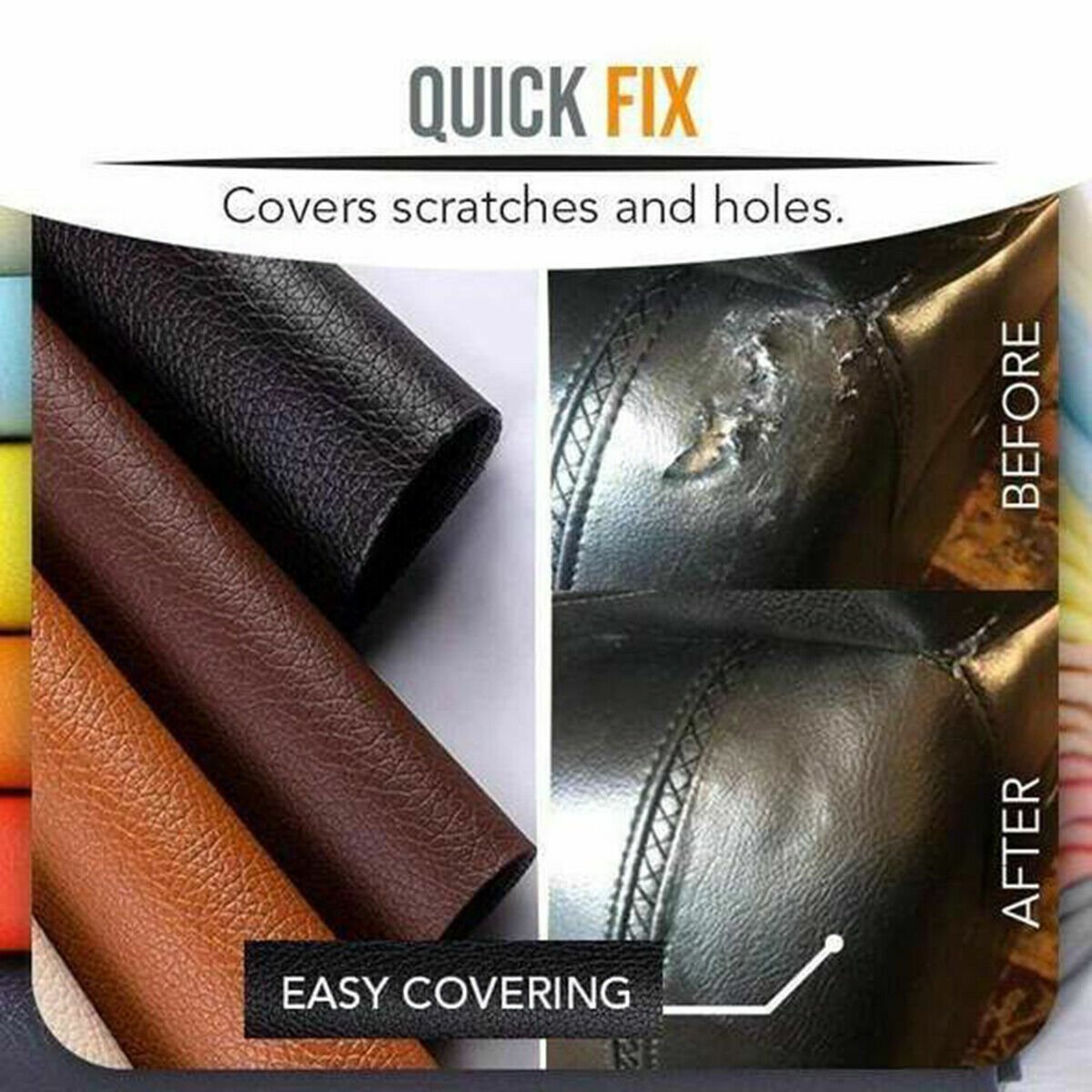 Self-Adhesive Leather Repair Patch Stick on Sofa Repairing Car Bag Seat image 9