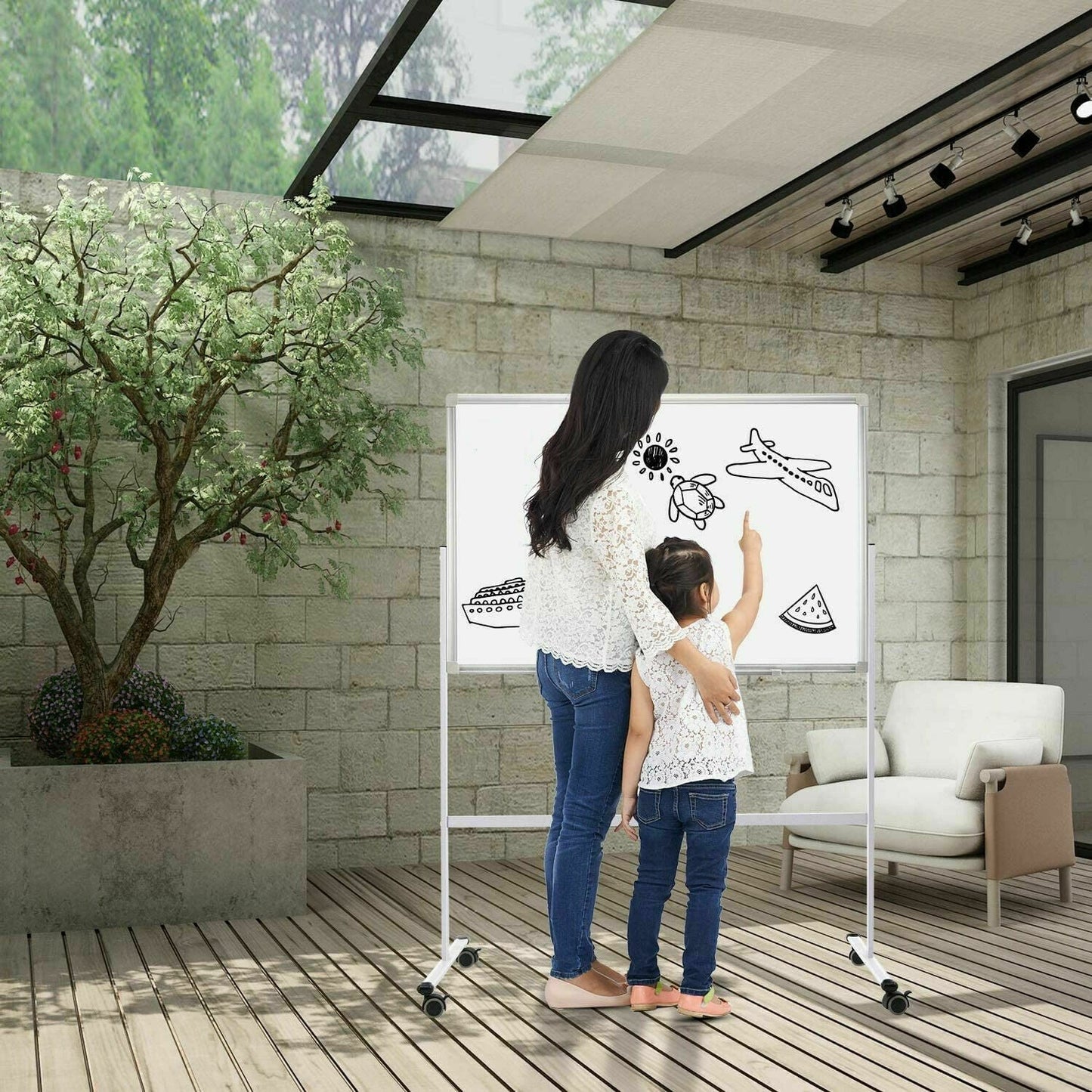 Portable Rolling Magnetic Office Dry Erase Whiteboard image 2