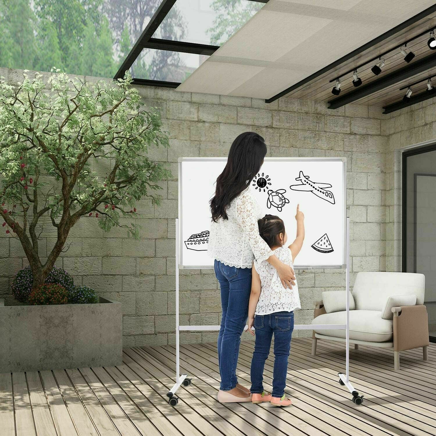 Portable Rolling Magnetic Office Dry Erase Whiteboard image 2