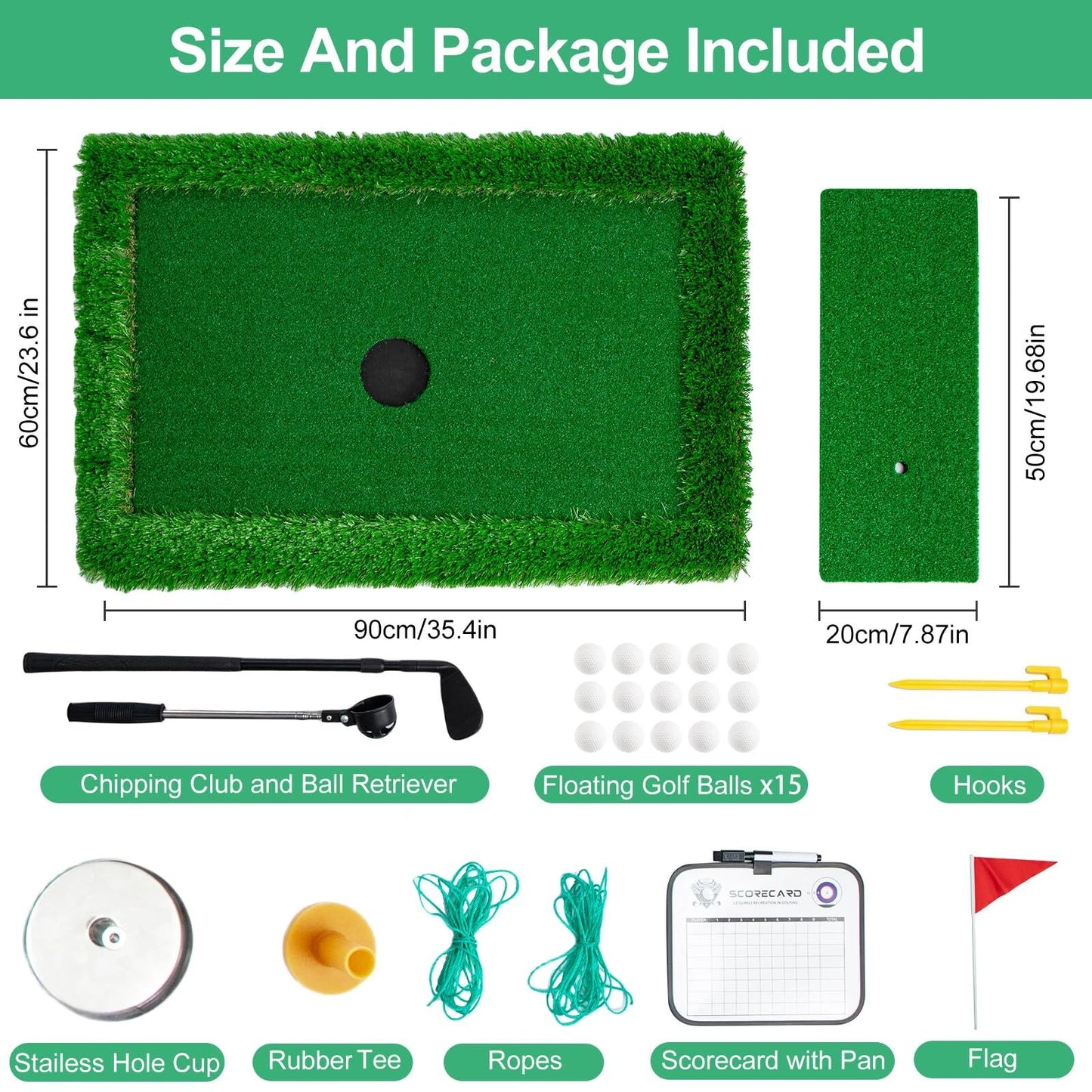 Floating Golf Green for Pool Chipping Green Mat With Ball Retriever image 6