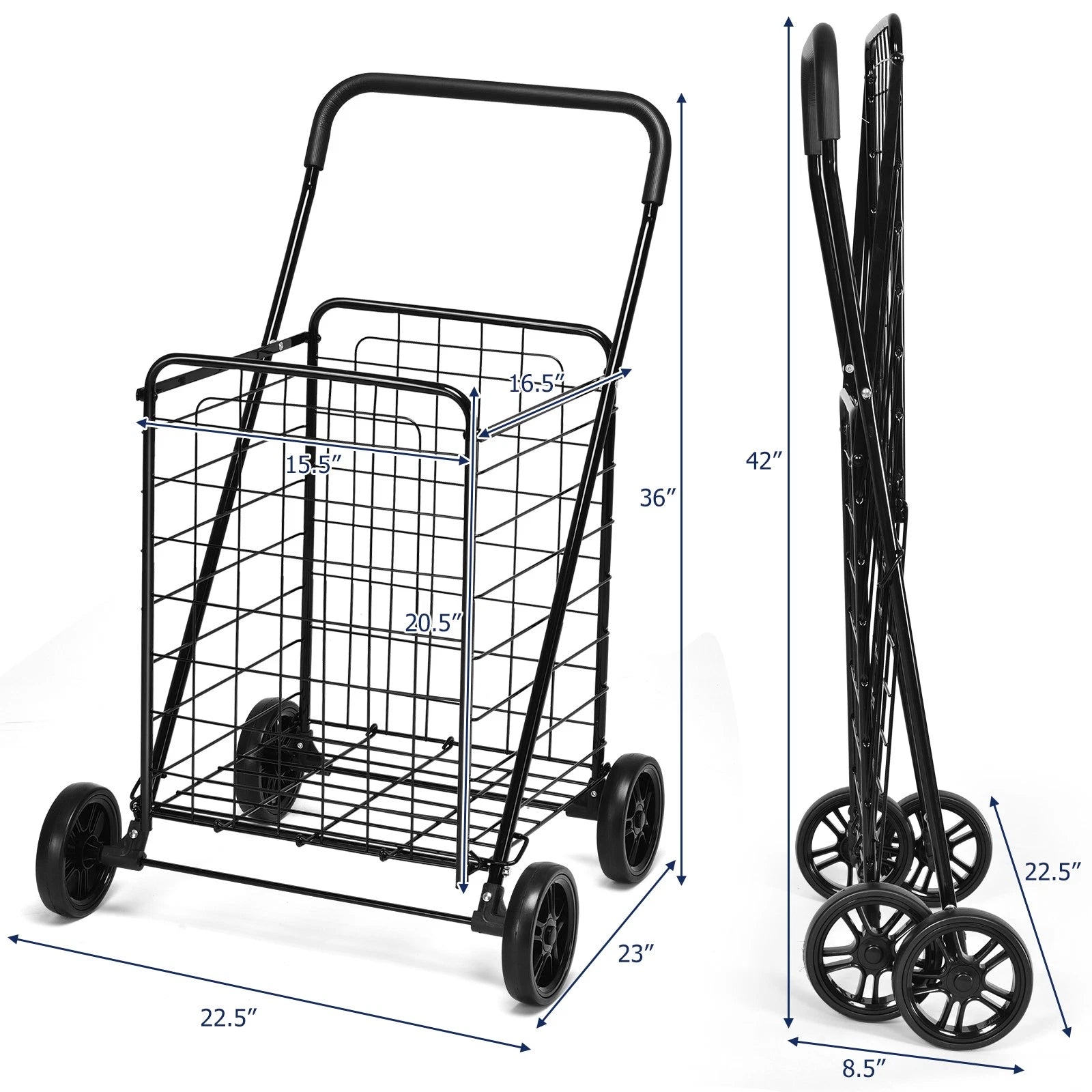 Portable Folding Personal Grocery Shopping Cart With Wheels image 7