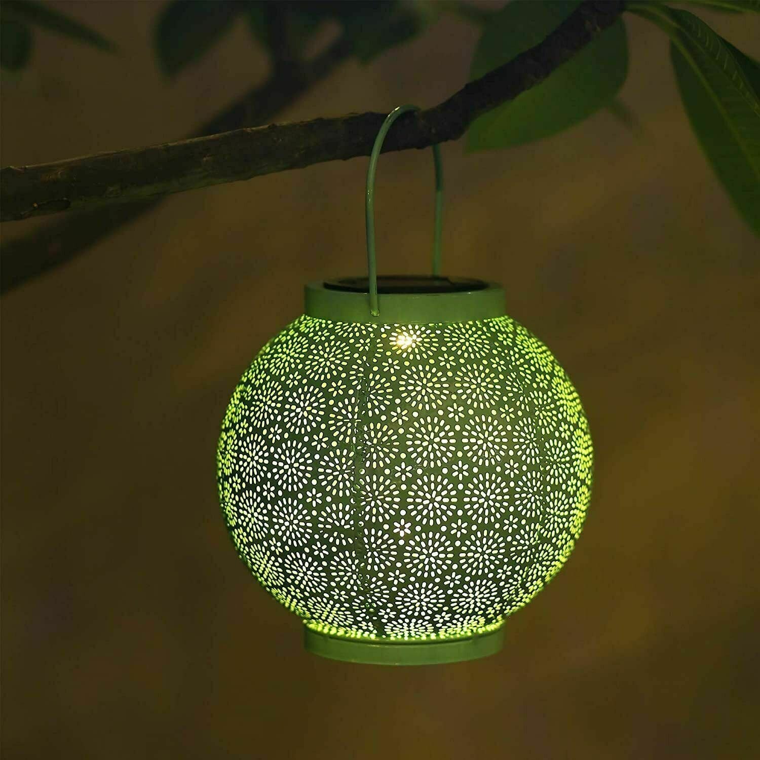 Outdoor Hanging Solar Powered Round Light Lanterns image 1