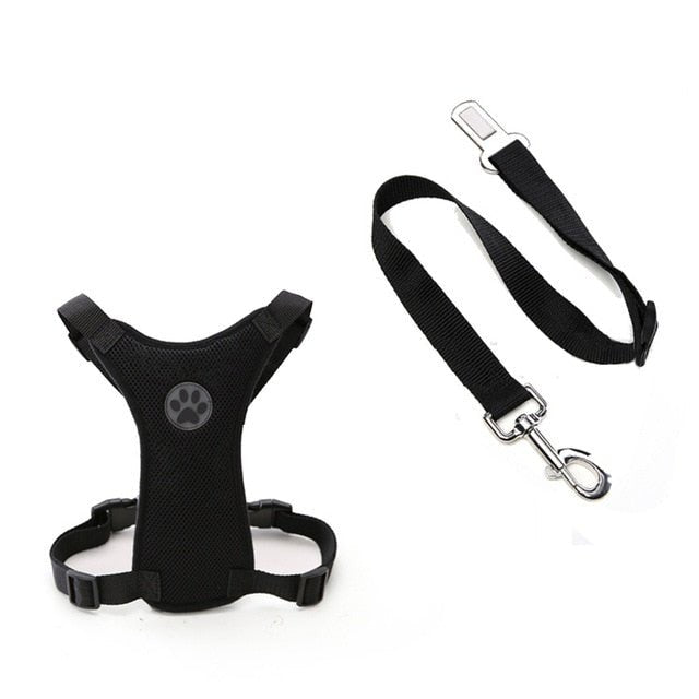 Dog Car Harness Seat Belt Restraint - Black, S image