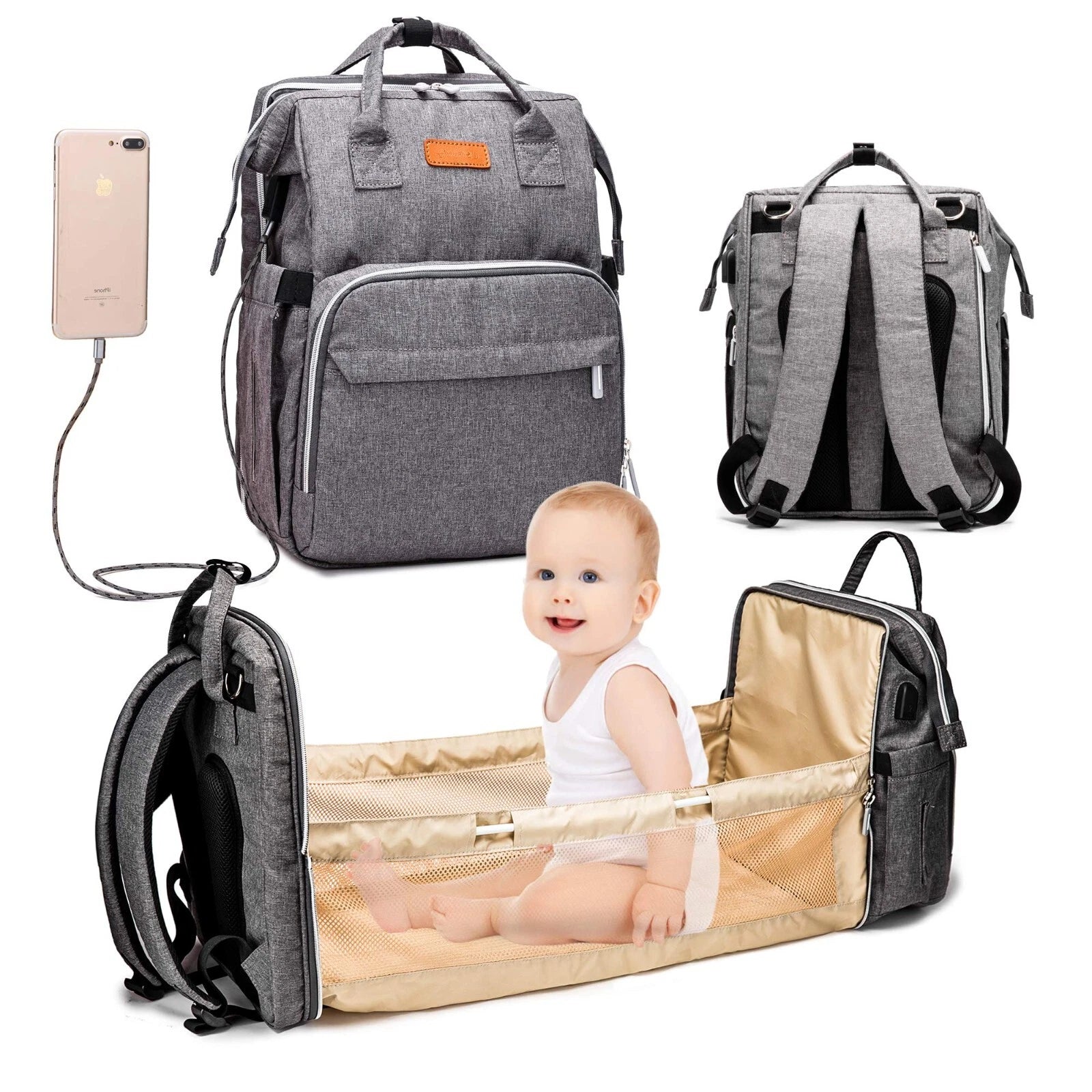 Portable 3 in 1 Travel Baby Crib Bed Diaper Bag image 0