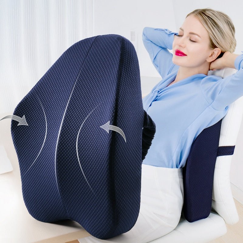 Lumbar Back Support Pillow Cushion For Chairs - Navy image