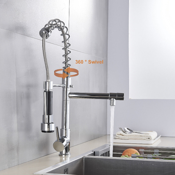 Kitchen Faucet Swivel Single Handle Sink Pull Down Sprayer Mixer Tap image 2