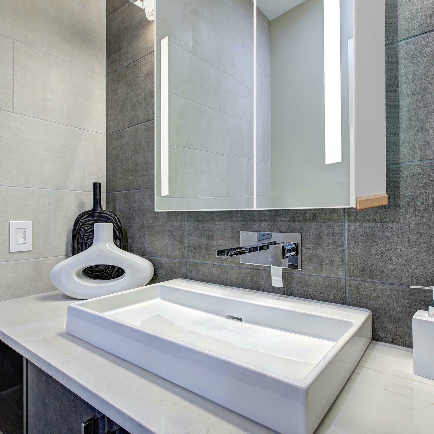 Large Wall Mounted Bathroom Recessed Medicine Cabinet With Mirror image 3