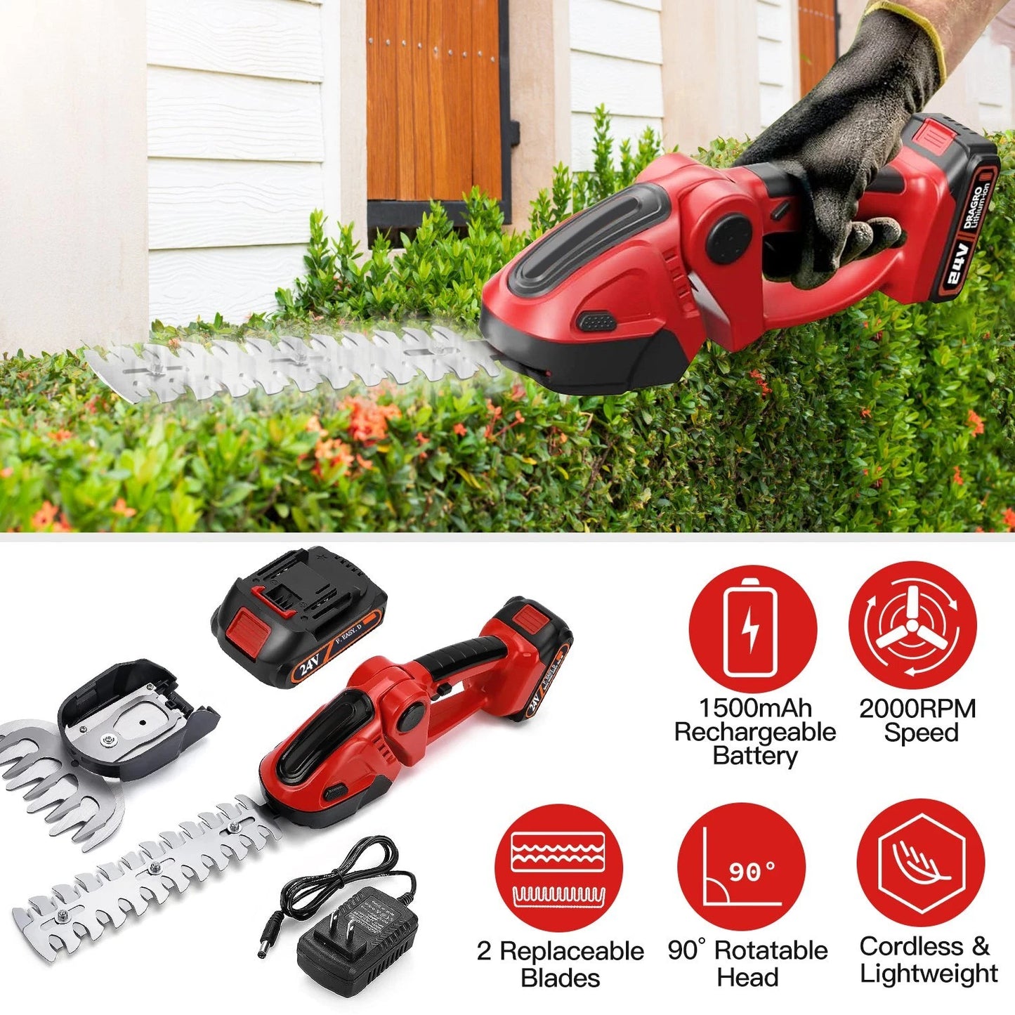 2-in-1 Cordless Grass Shears and Hedge Trimmer image 4