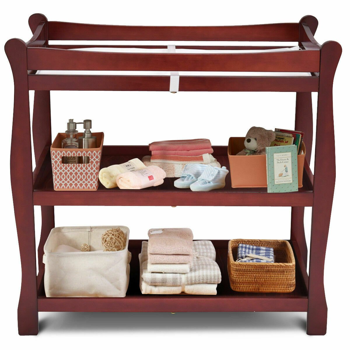 Wooden Baby Diaper Changing Station Storage Table image 0