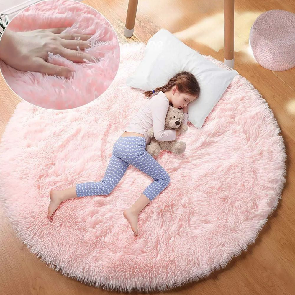 Super Soft Plush Round Rug – Fluffy Thick Pile Carpet for Bedroom & Living Room