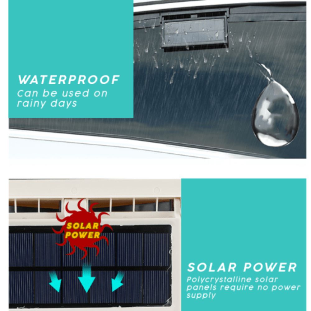 Solar Car Cooling Fan Powered Window Cooler For Interior Ventilation