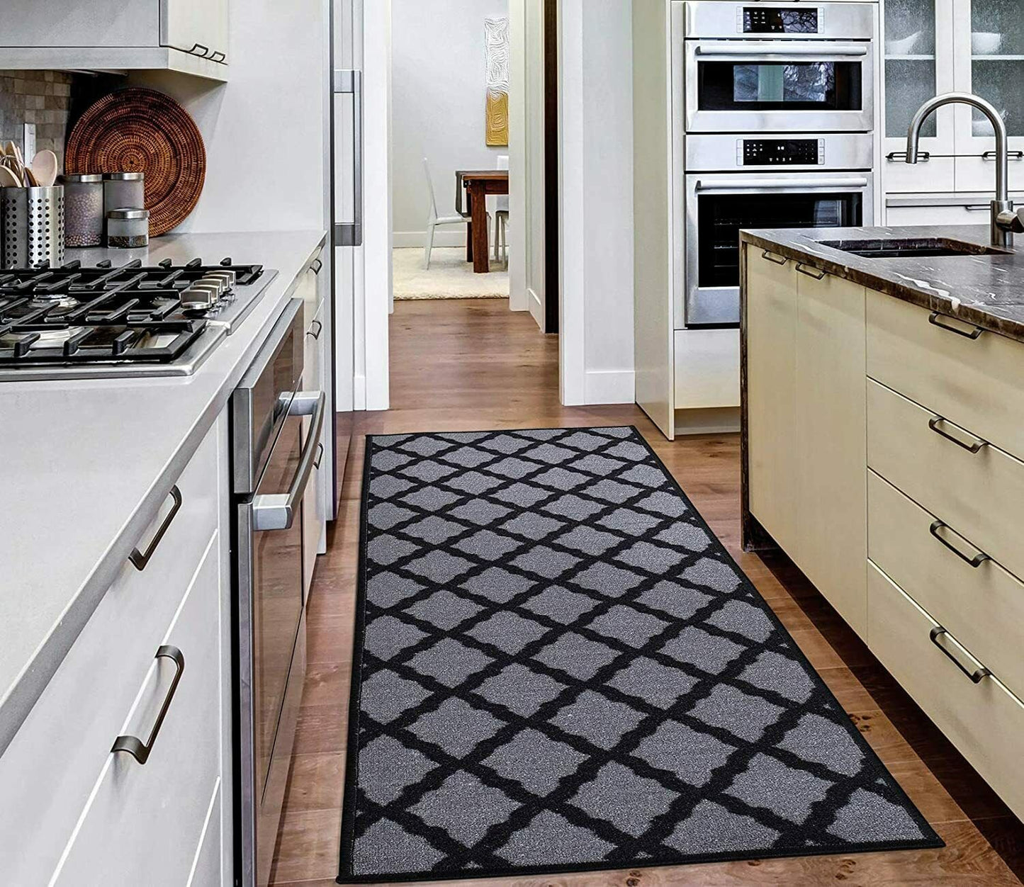 Power Loomed Trellis Hallway Carpet Runner Rug 59" image 1