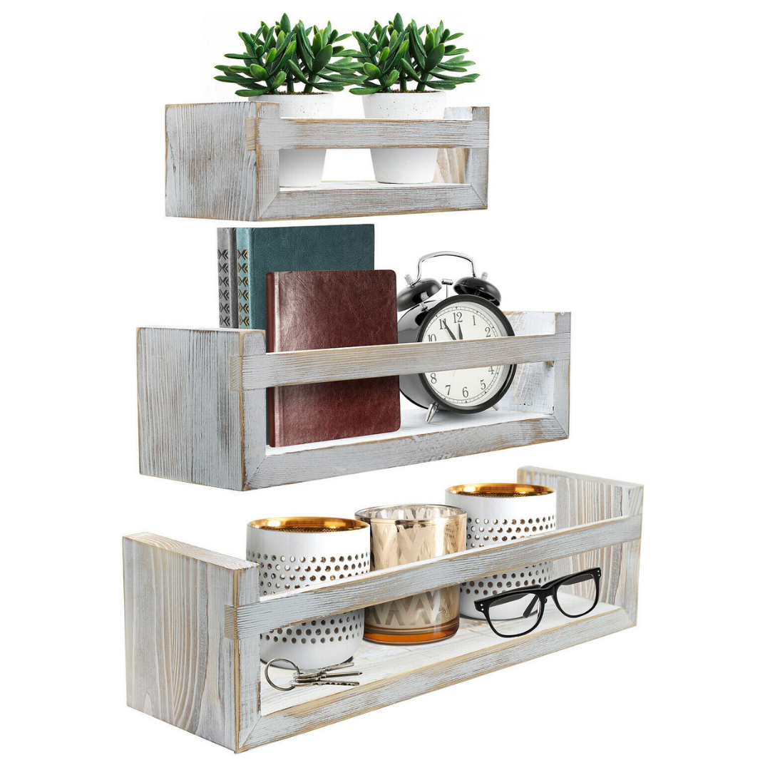 Premium Wall Mounted Floating Wooden Rustic Kitchen Shelves image 0