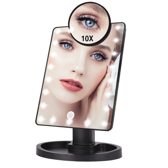 Lighted Magnifying Makeup Mirror Countertop Vanity 10X - 22Led Lights Black image