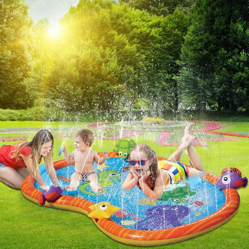 Large Kids Water Sprinkler Splash Pad Mat 55" image 1