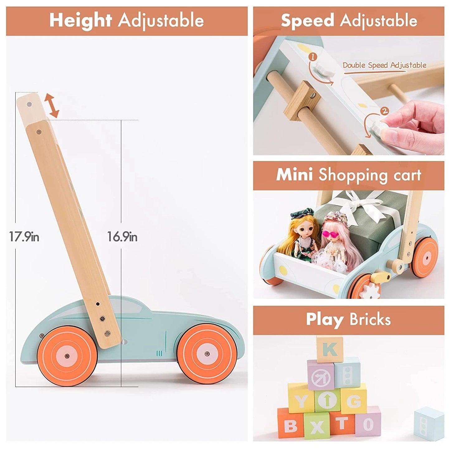 Premium Wooden Baby Push Walker Toy image 3