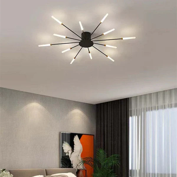 Flush Mount Ceiling Light Fireworks | Living Room/Bedroom - Black, Dimmable image