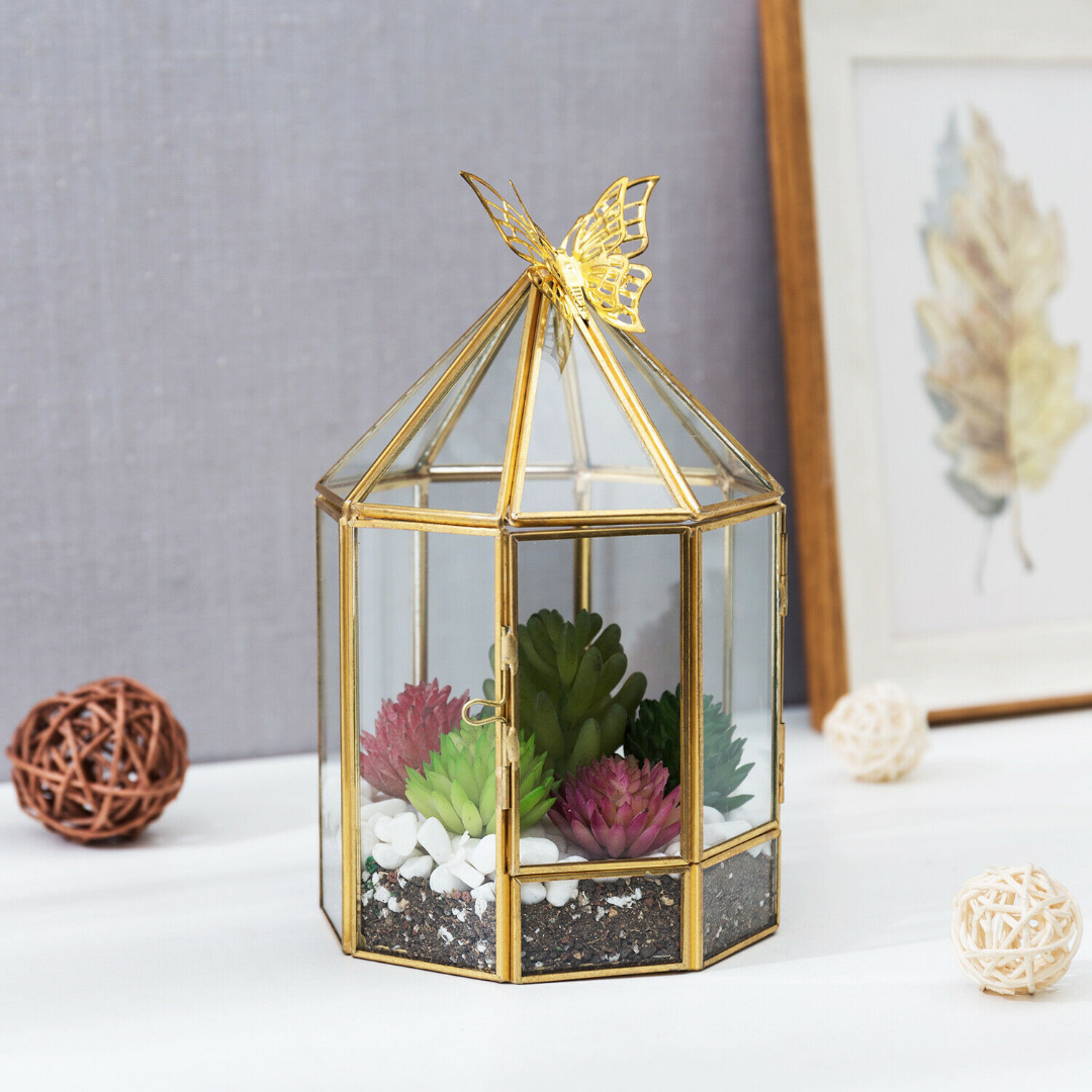 Hexagonal Closed Indoor Glass Plant Standing Terrarium image 0