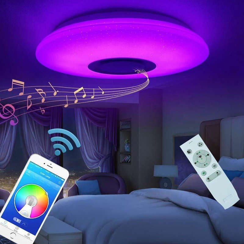 LED Flush Mount Ceiling Modern Light With Music image 1