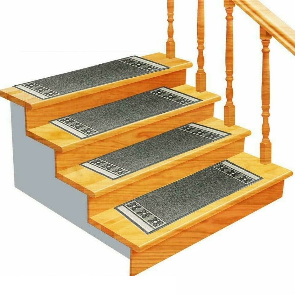 Modern Non Slip Carpeted Rug Stair Treads image