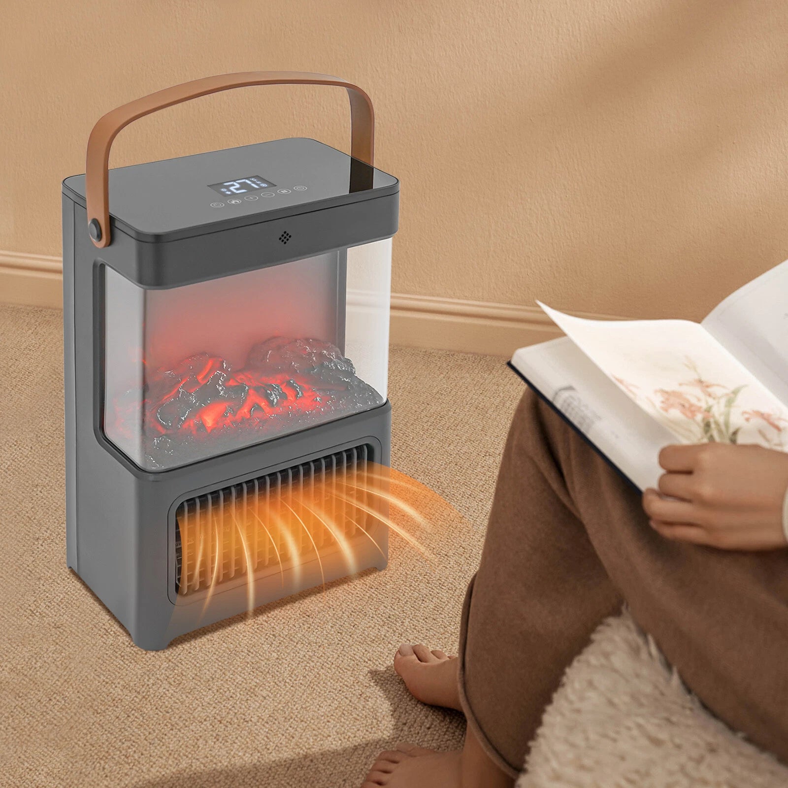Electric Portable 3D Flame Indoor Space Heater 1500W image 3