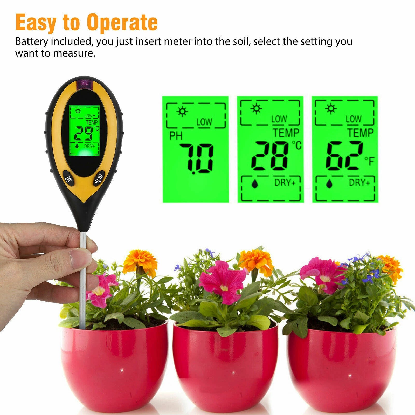 4 in 1 PH Tester Soil Water Moisture Light Test Meter for Garden Plant Seeding image 3