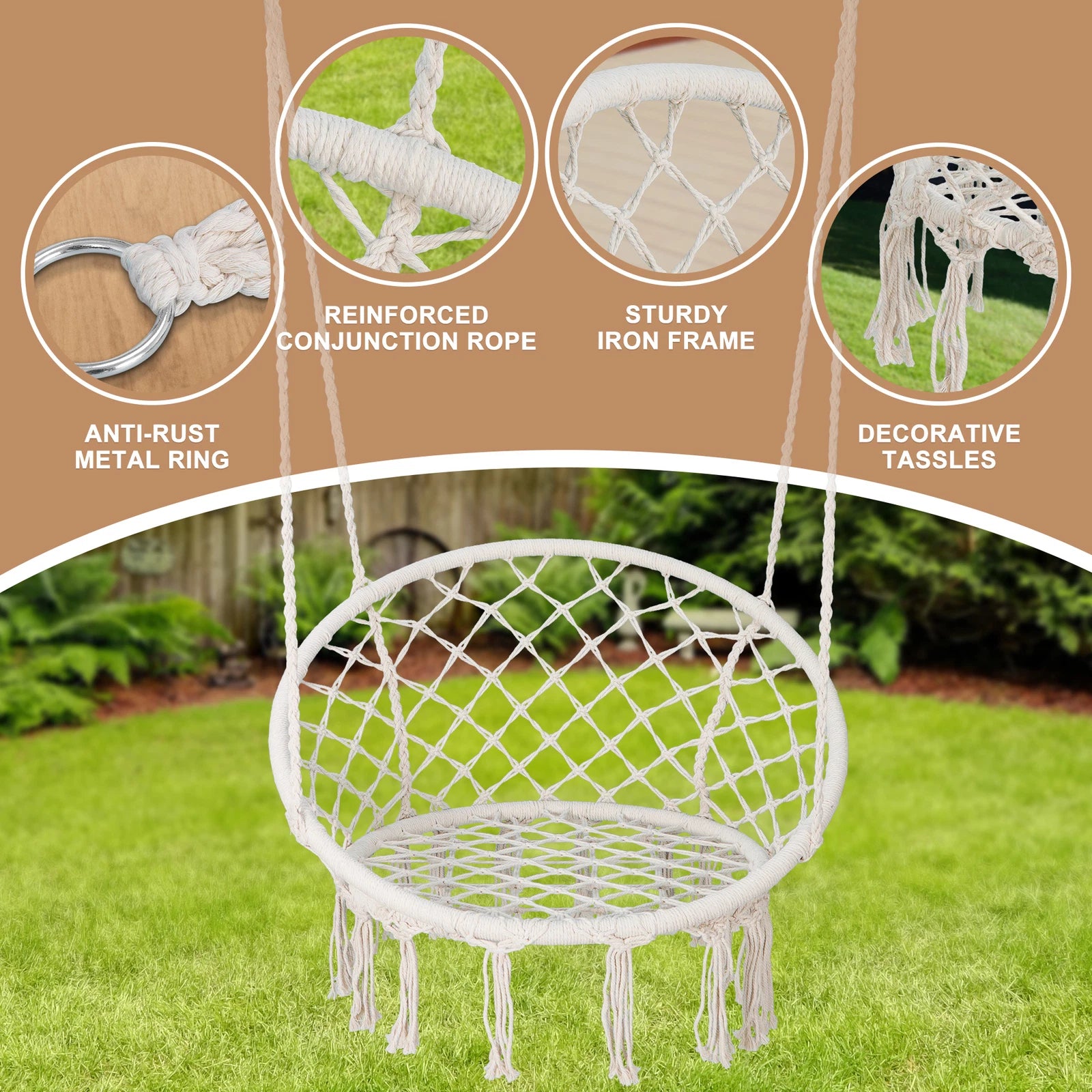 Hanging Hammock Swing Chair Indoor Outdoor image 3