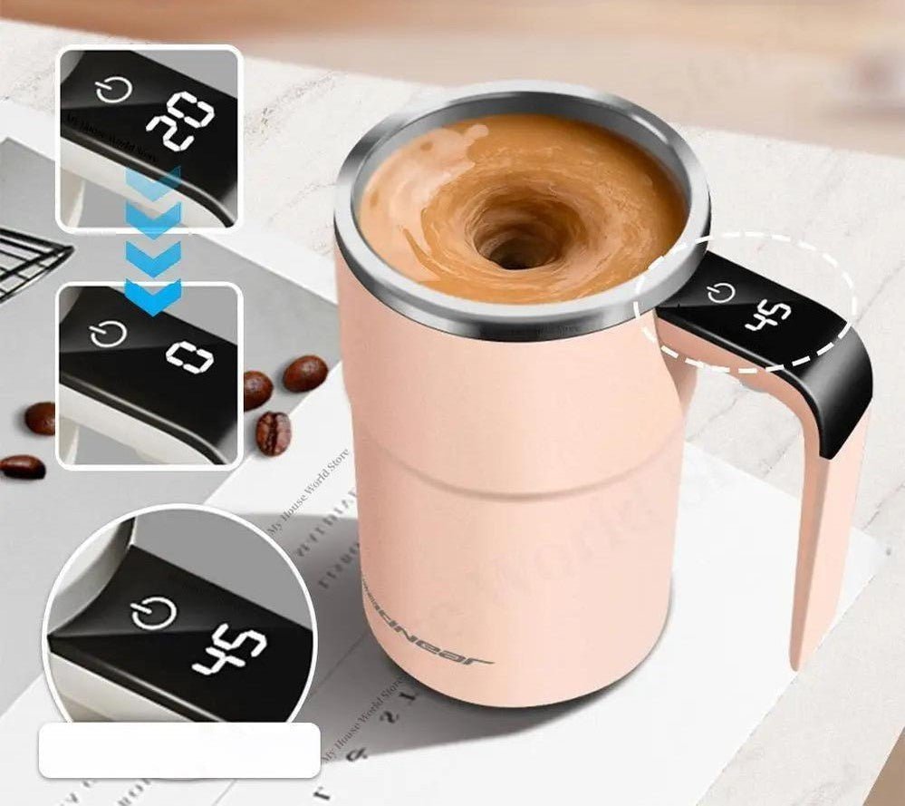 Rechargeable Self-Stirring Coffee Mug - Pink image