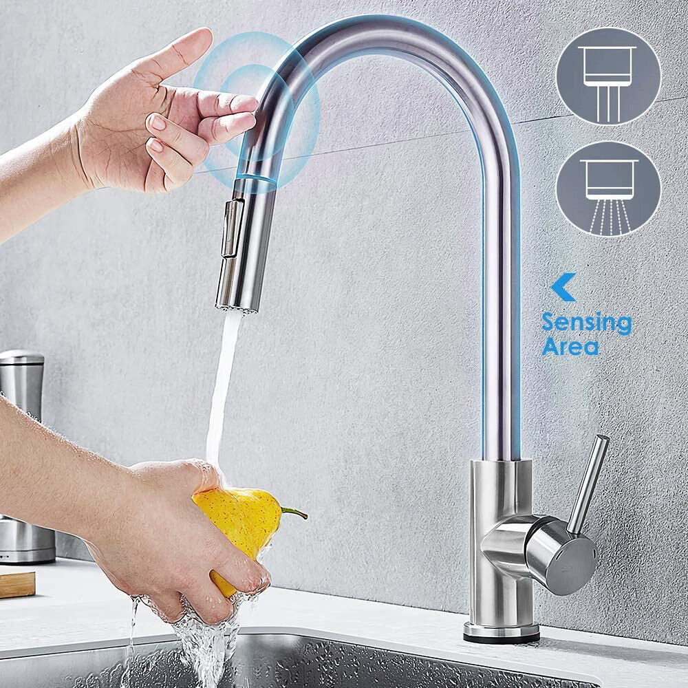 Stainless Touch Kitchen Sink Faucet Pull Out Sprayer Brushed Nickel Mixer Tap image 7